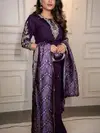Si 356 Roman Silk Embroidery Work Kurti With Bottom Dupatta